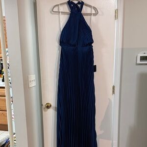 Lulu's Deep Blue Backless Halter Dress